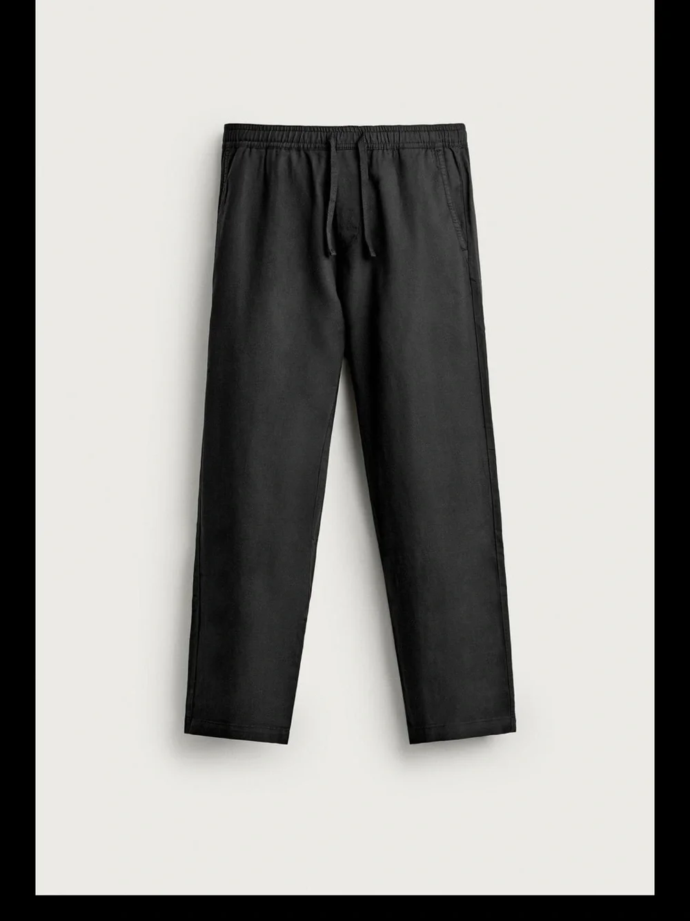 Zara Men's Relaxed Fit Cotton-Linen Pants Black Medium